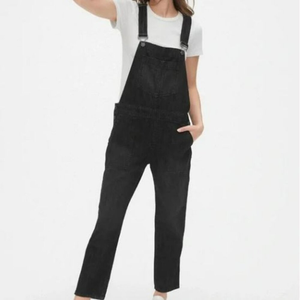 Gap | Black Denim Straight Leg Overalls | Large Tall